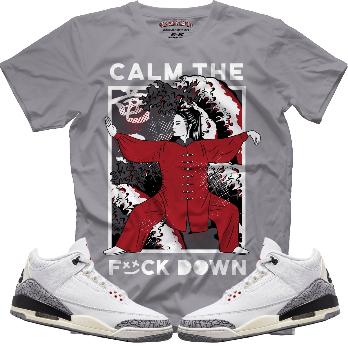Calm TF Down (Retro 3 White Cement) T-Shirt
