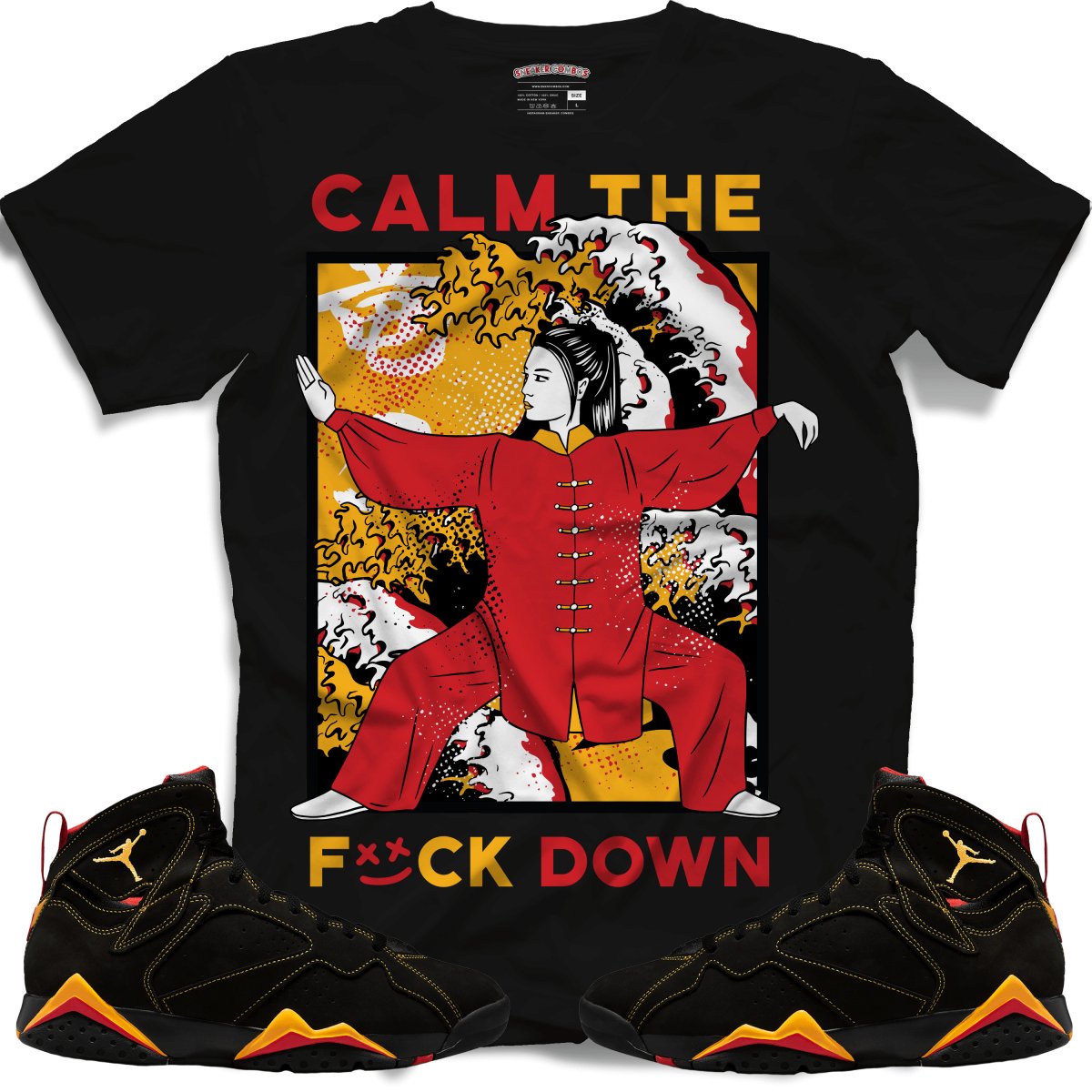 Calm The F*ck Down (Retro 7 Citrus) T-Shirt - Black
