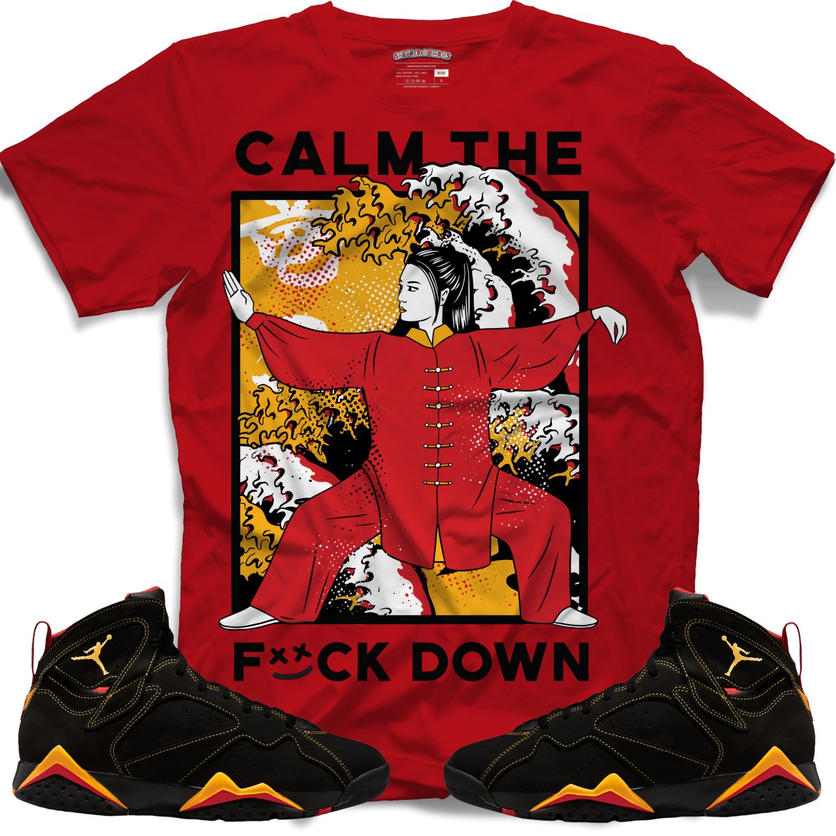 Calm The F*ck Down (Retro 7 Citrus) T-Shirt - Red