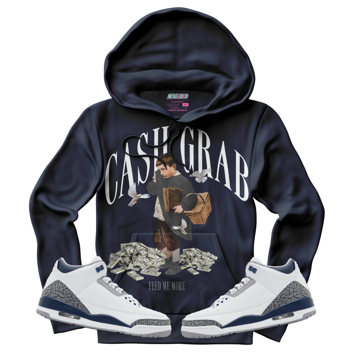 Cash Grab (Air Jordan 3 White Navy) Hoodie