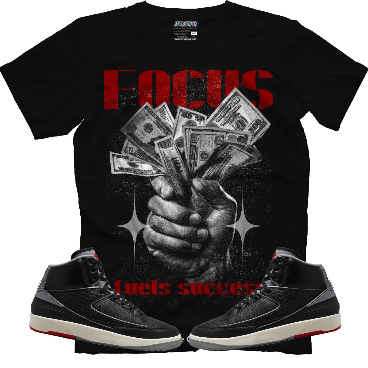 Focus Fuels Success (Air Jordan 2 Black Cement) T-Shirt