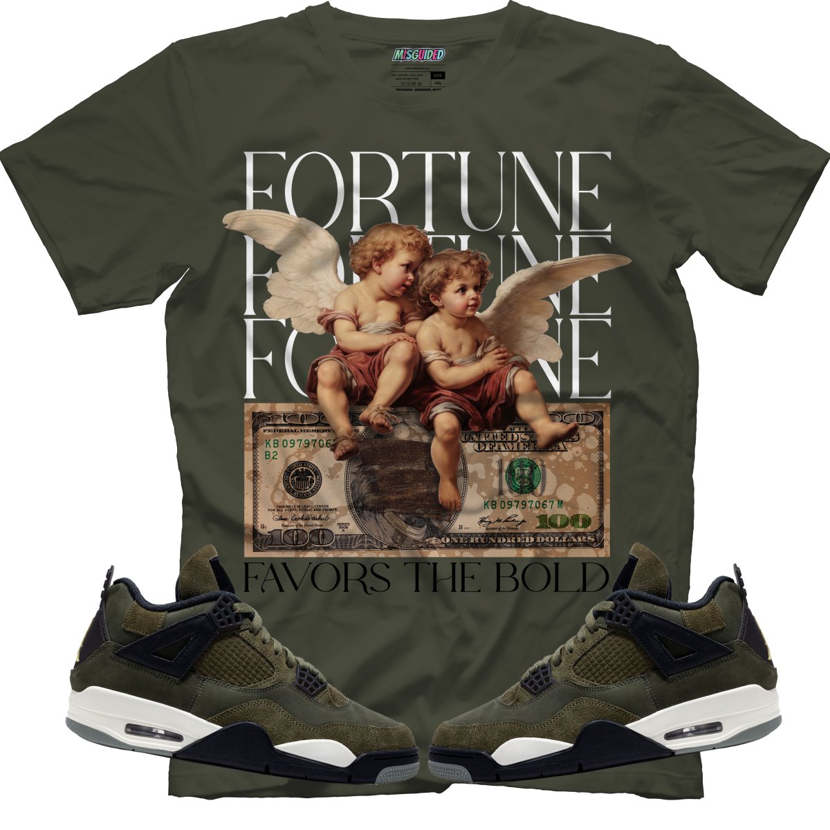 Fortune Favors The Bold (Air Jordan 4 Craft "Olive") T-Shirt