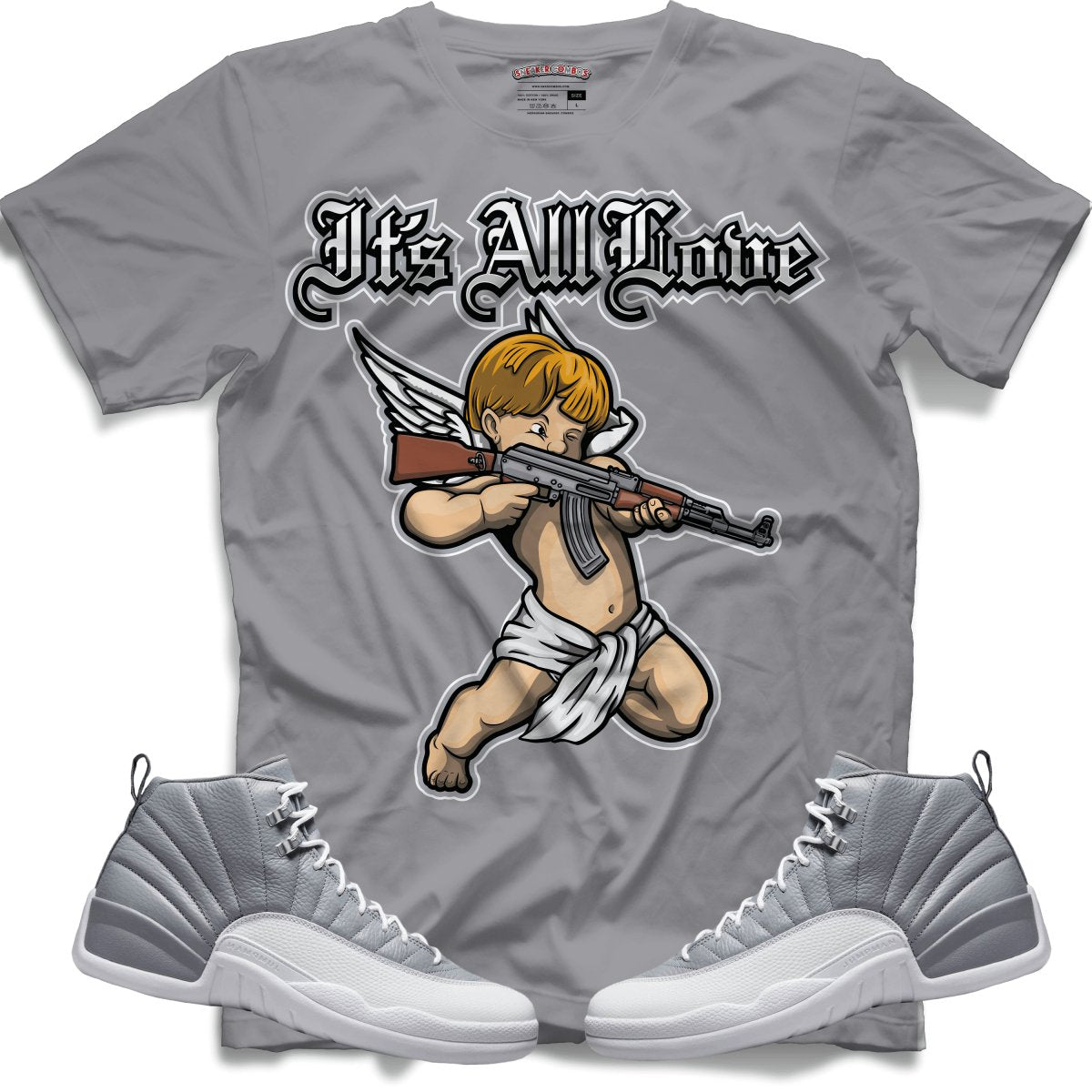 It's All Love (Retro 12 Stealth) T-Shirt - Grey