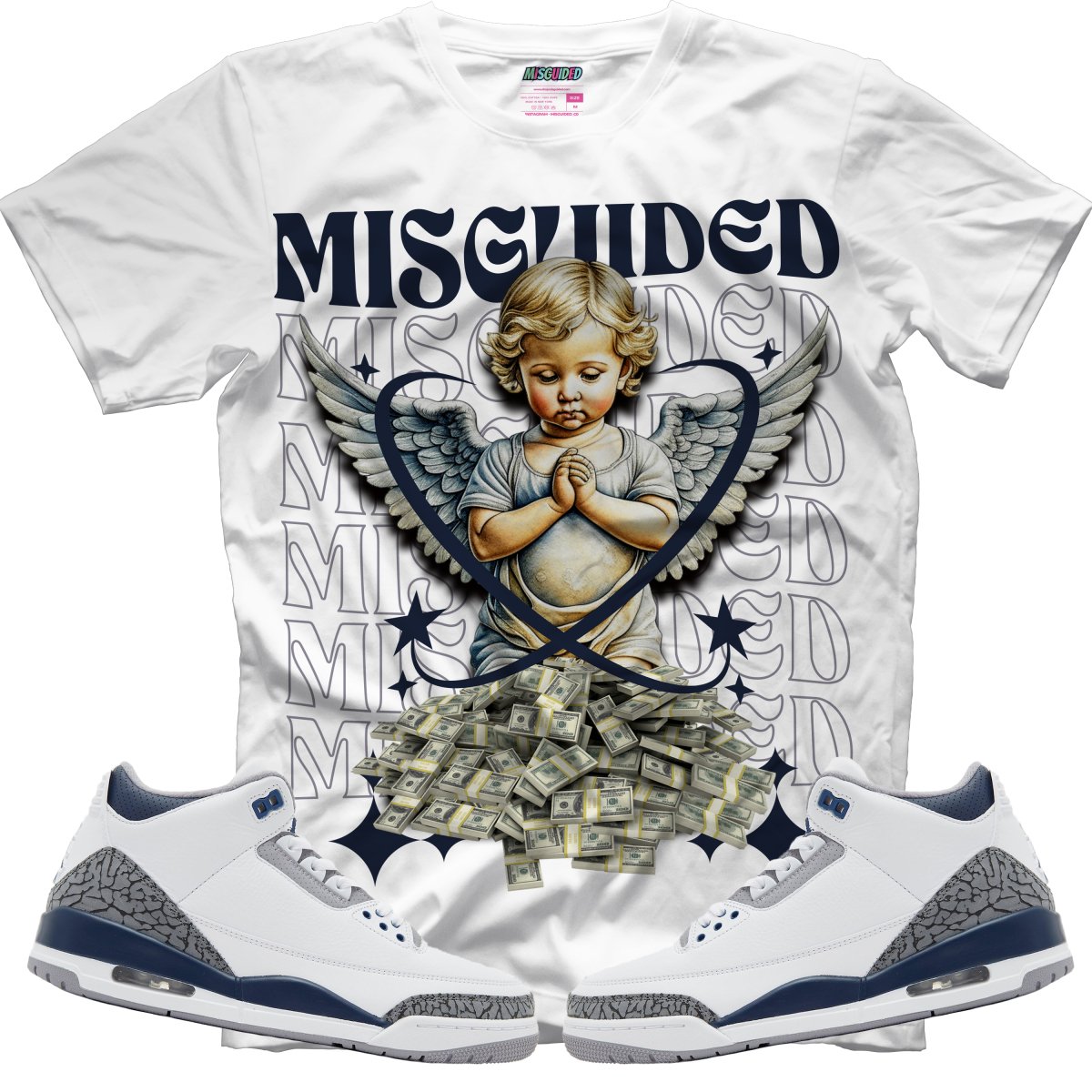 Misguided Angel (Air Jordan 3 White Navy) T-Shirt