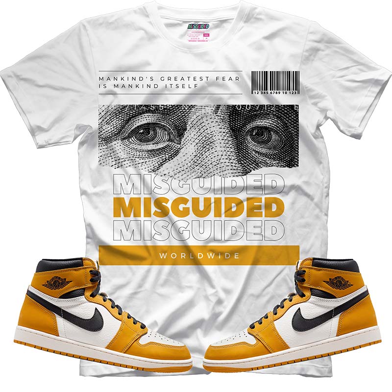 Misguided Benjamin (Air Jordan 1 Retro High OG 'Yellow Ochre') T-Shirt