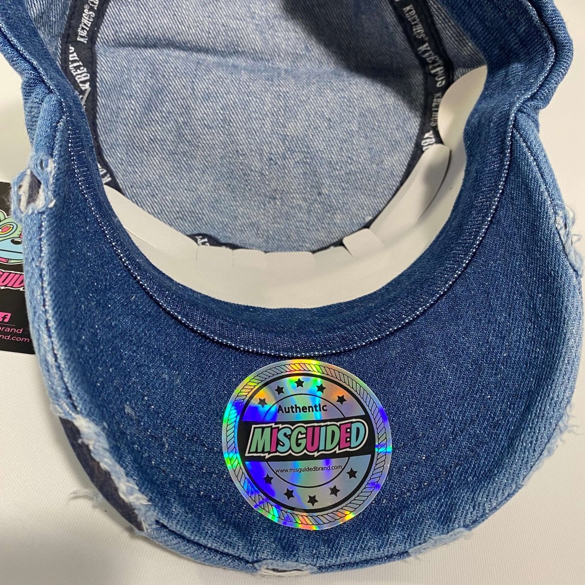 Misguided Distressed Cadet Hat - Denim