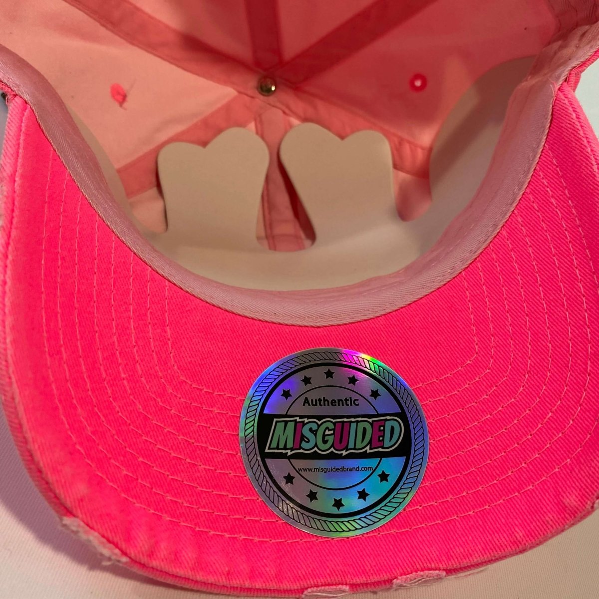 Misguided Distressed Dad Hat - Neon Pink
