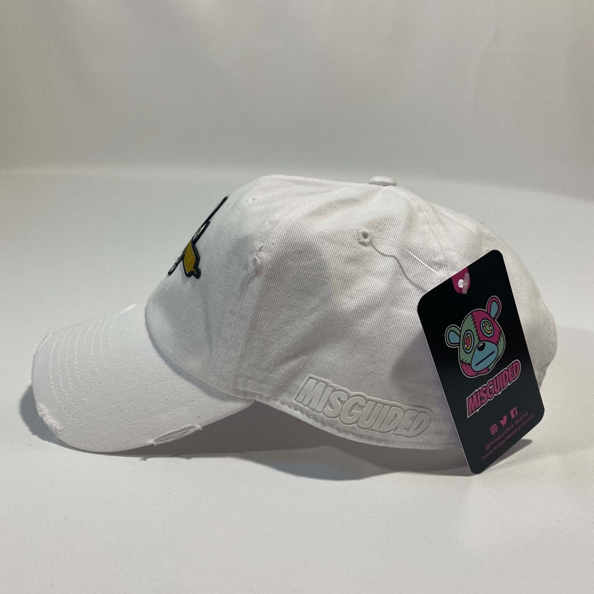 Misguided (Loud Hands) Distressed Dad Hat - White