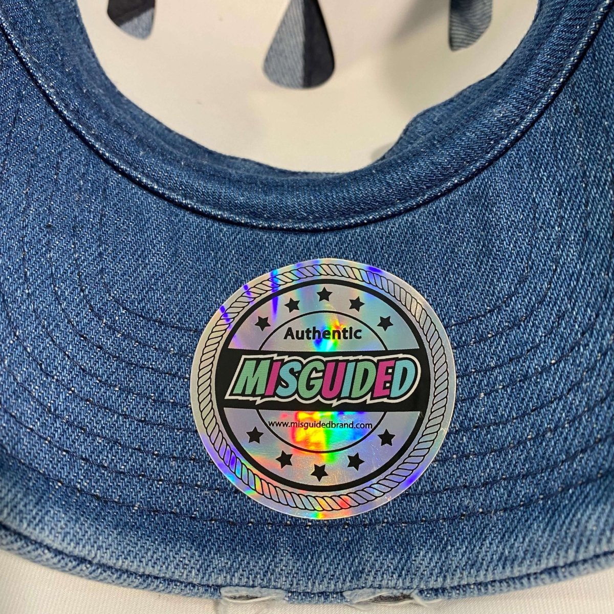 Misguided (Red Oreo 6's) Distressed Dad Hat - Denim