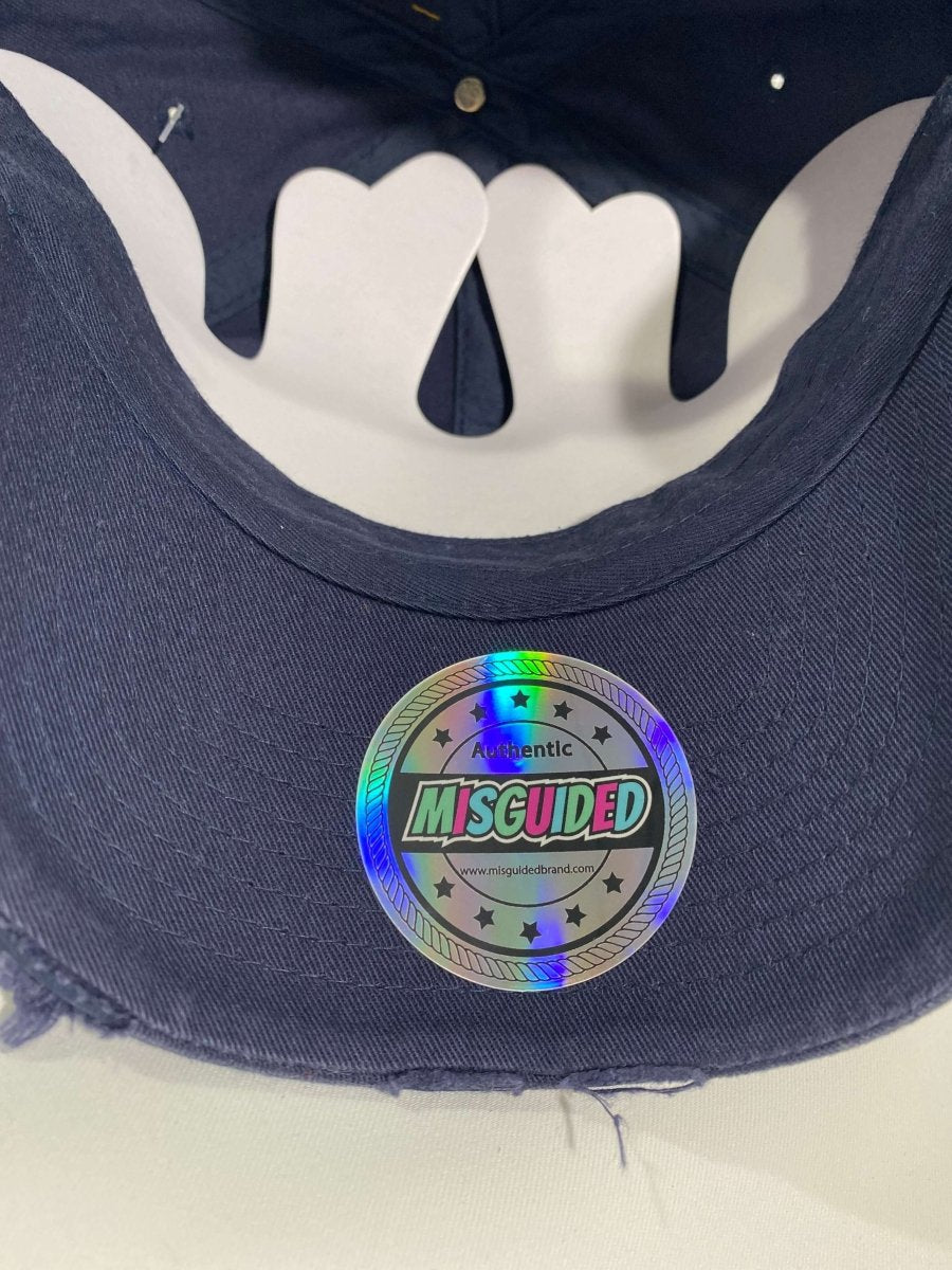 Misguided (UNC 6's) Distressed Dad Hat - Navy Blue
