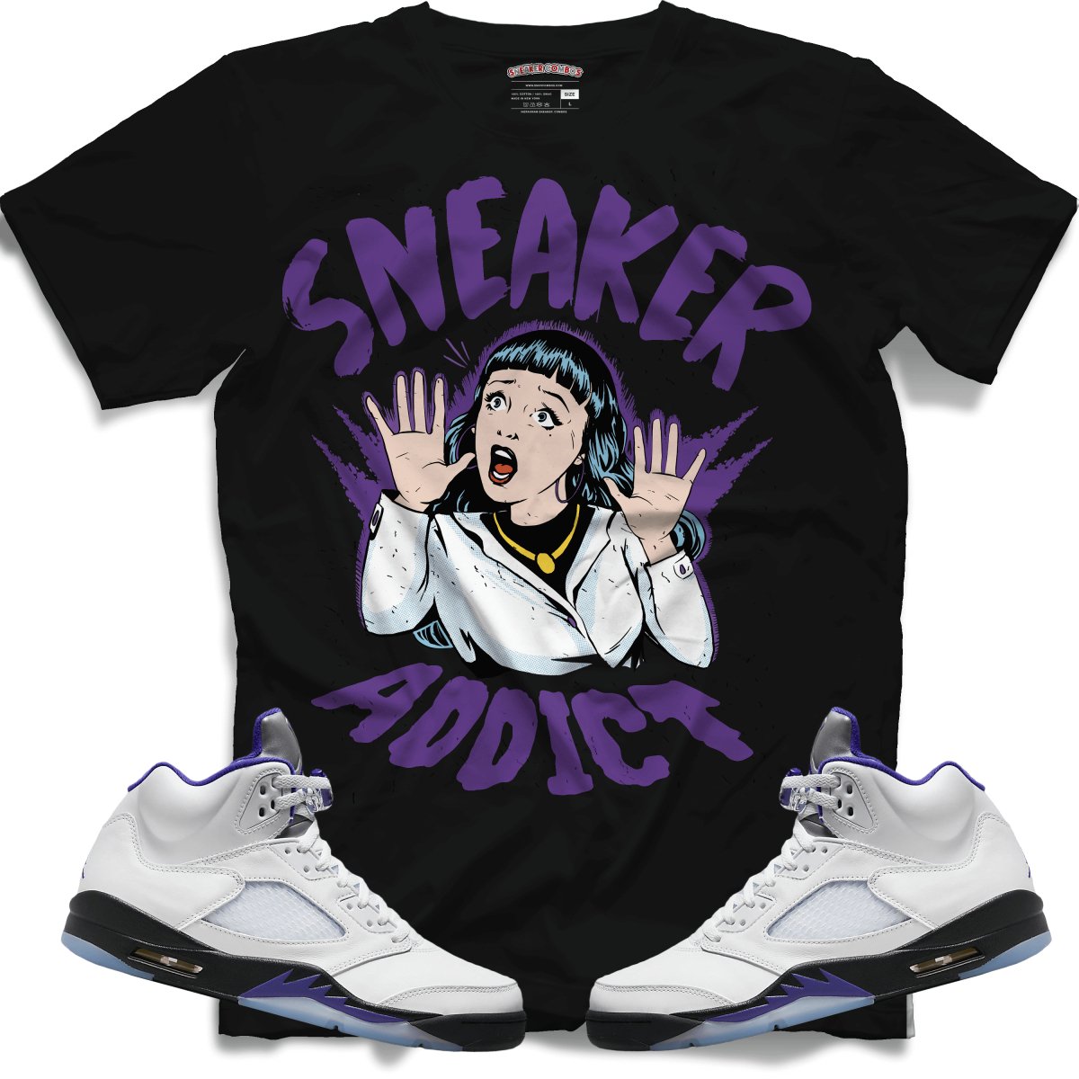 Sneaker Addict (Retro 5 Concord) T-Shirt - Black