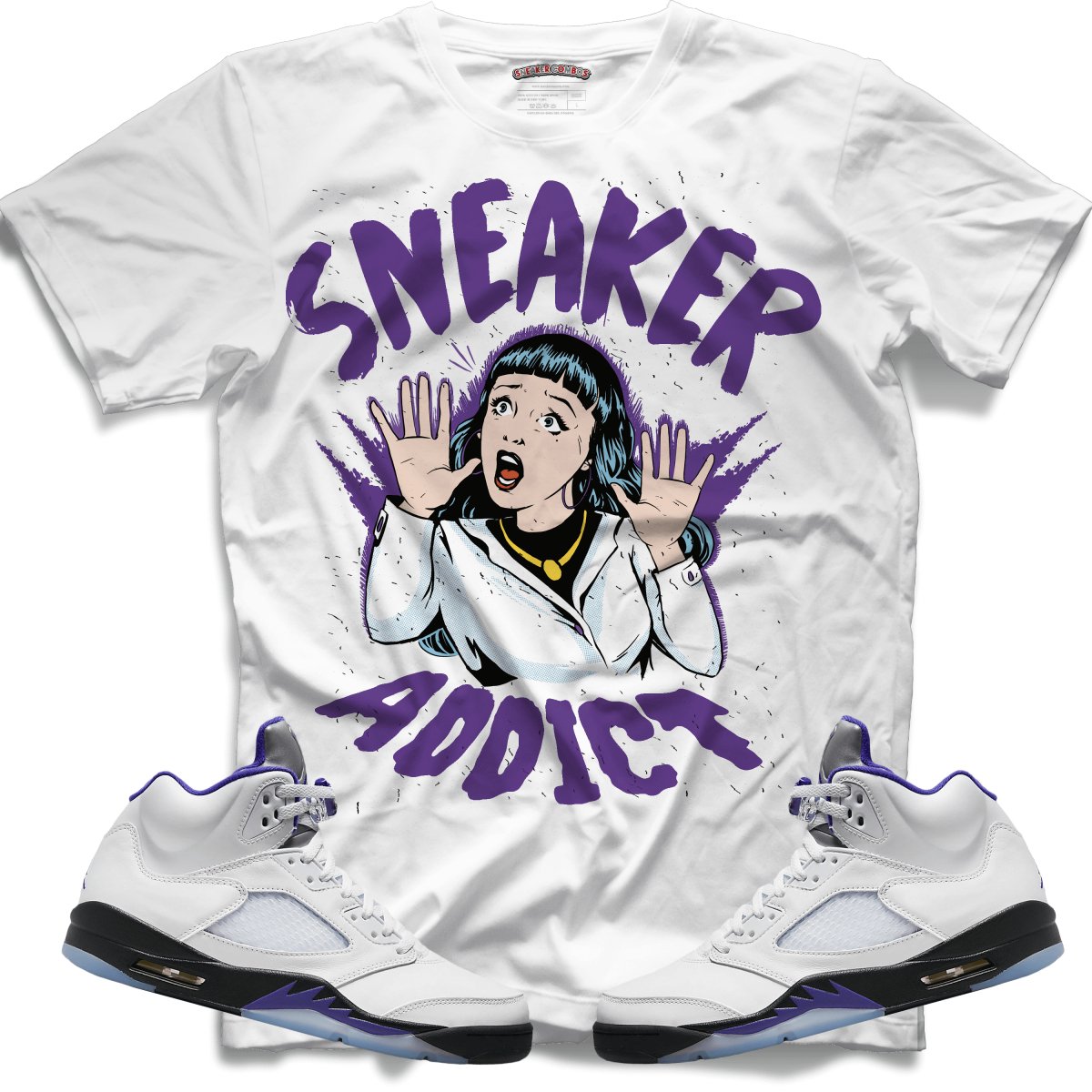 Sneaker Addict (Retro 5 Concord) T-Shirt - White