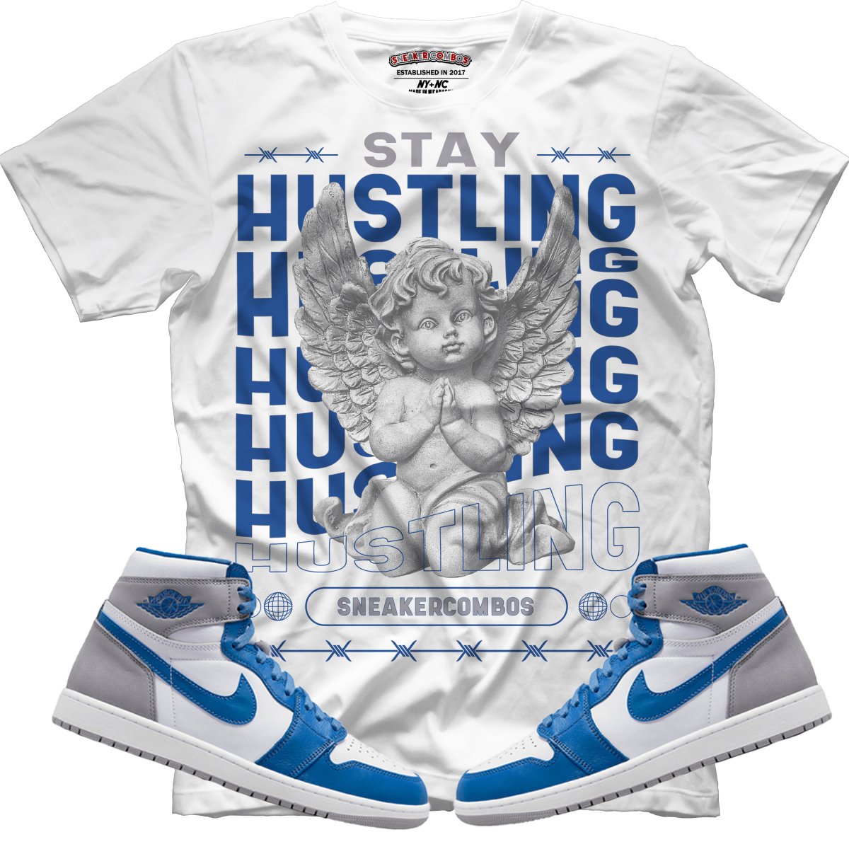 Stay Hustling (Retro 1 True Blue) T-Shirt