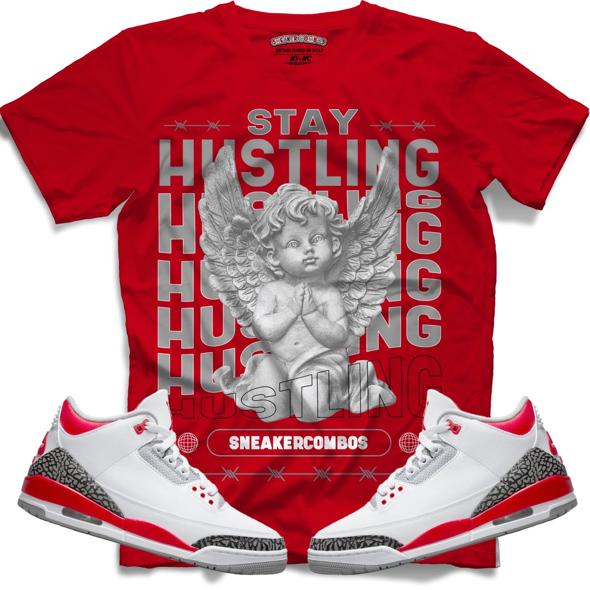 Stay Hustling (Retro 3 Fire Red) T-Shirt