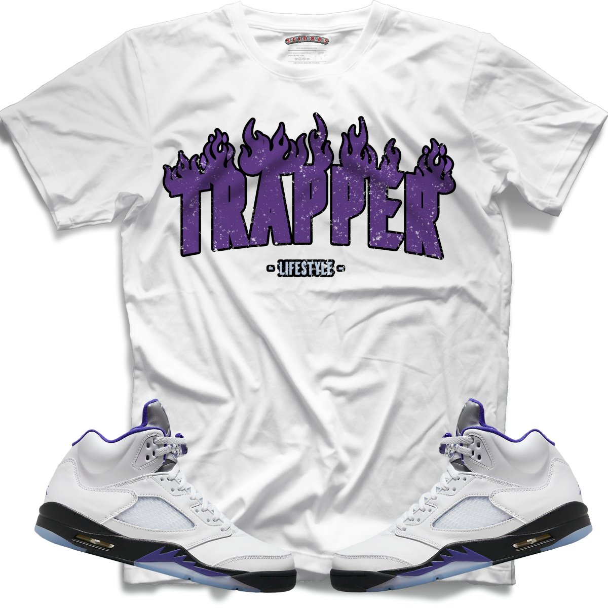 Trapper Lifestyle (Retro 5 Concord) T-Shirt - White