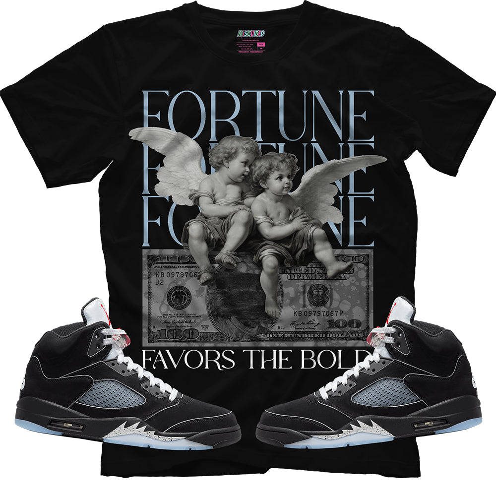 Fortune Favors The Bold (Air Jordan 5 Black Metallic Reimagined) T-Shirt