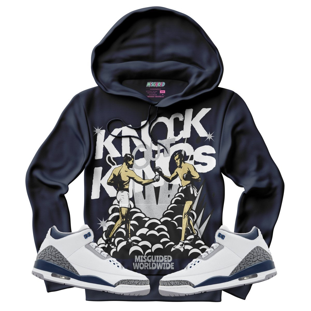 Knock Out Kings (Air Jordan 3 White Navy) Hoodie
