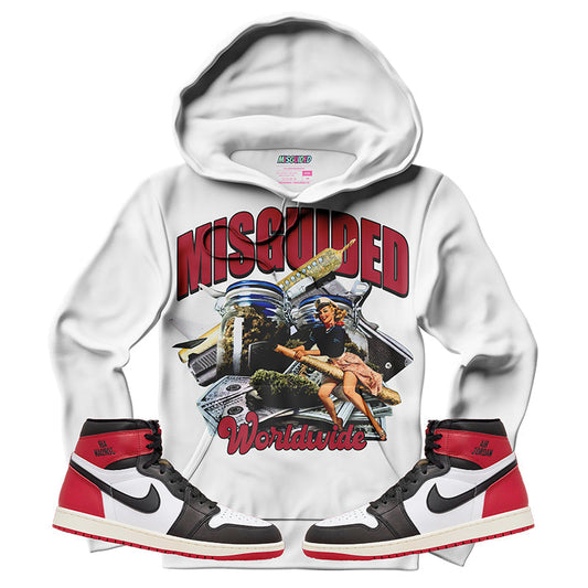 Misguided WRLDWIDE (Air Jordan 1 High OG Black Toe Reimagined) Hoodie