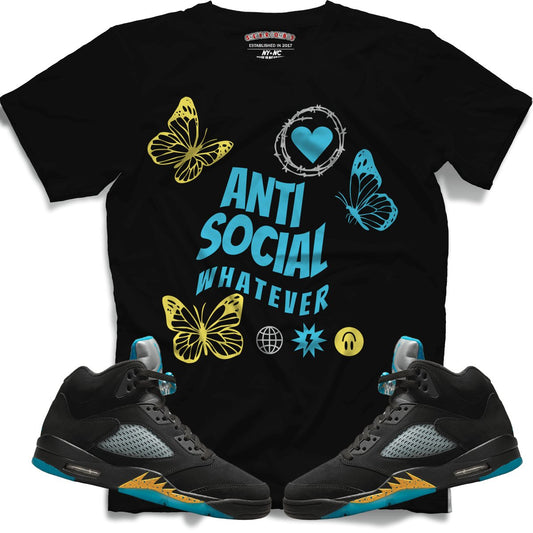Anti Social Whatever (Retro 5 Aqua) T-Shirt