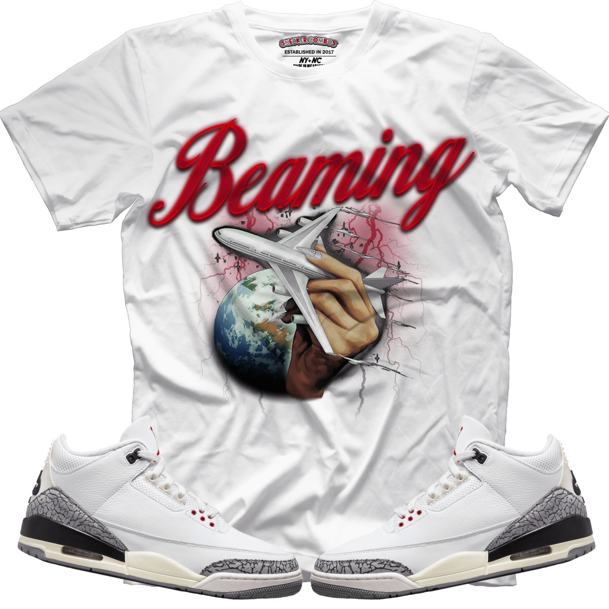 Beaming (Retro 3 White Cement) White T-Shirt