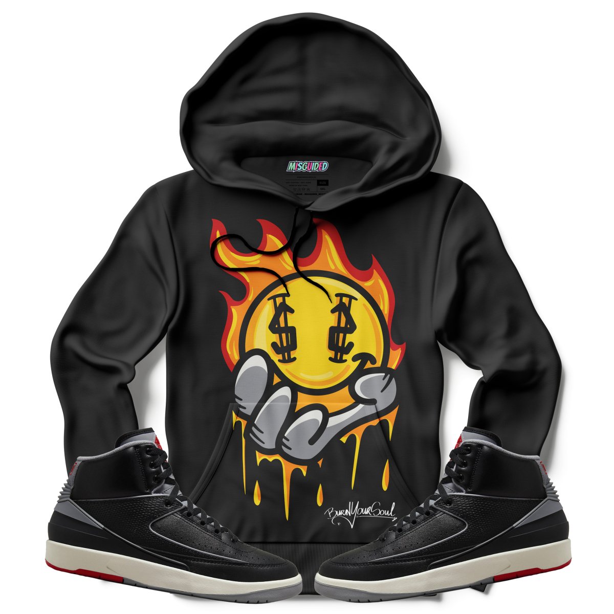 Burn Your Soul (Air Jordan 2 Black Cement) Hoodie
