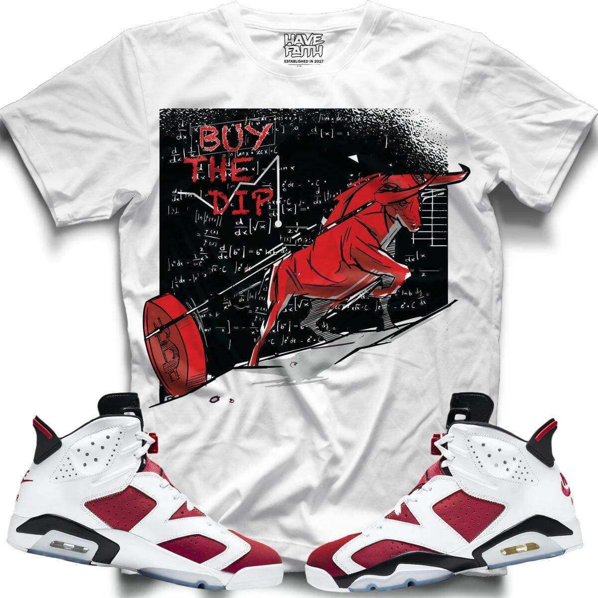 Buy The Dip "STOCK MARKET" (Carmine Retro 6's) T-Shirt