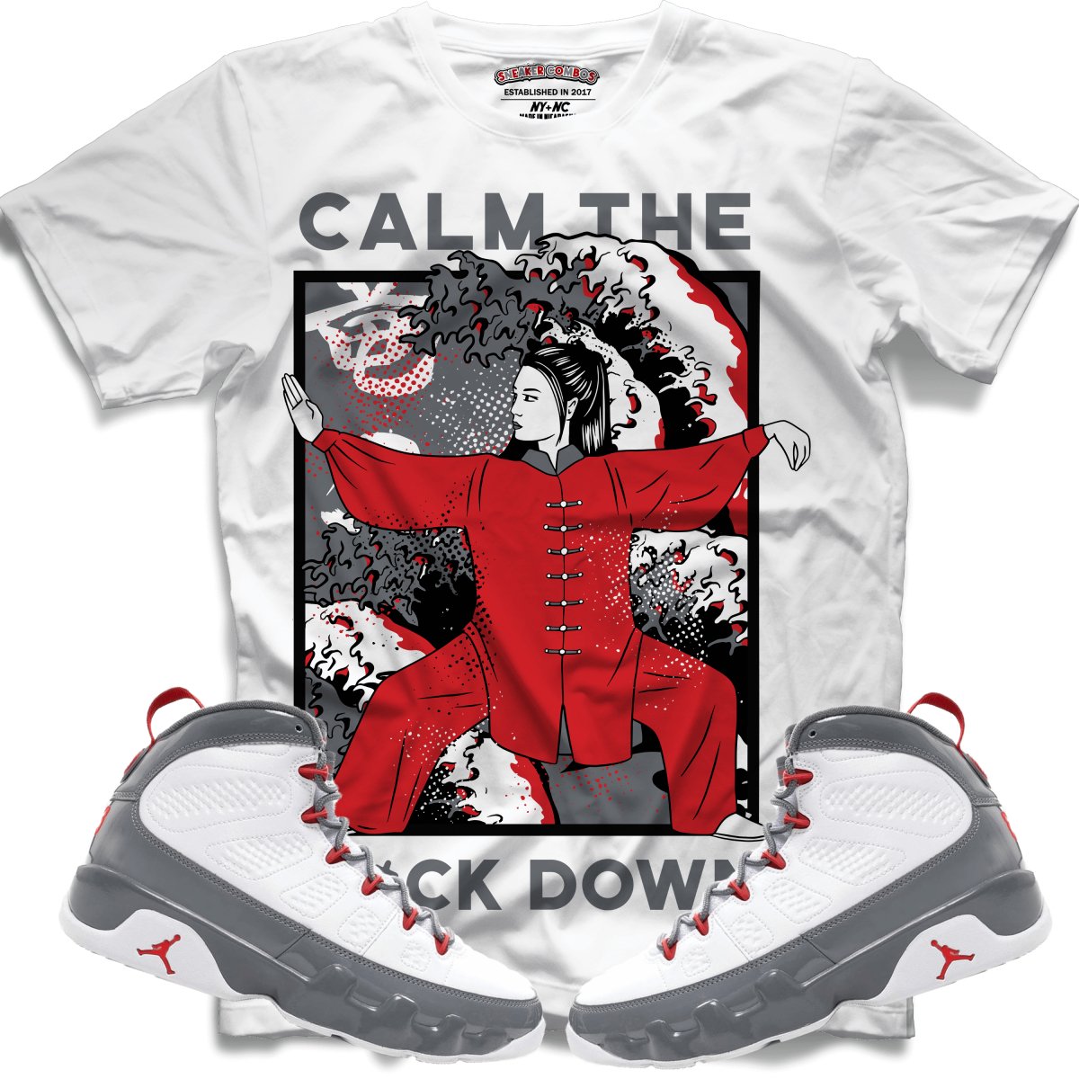 Calm TF Down (Retro 9 Fire Red) T-Shirt