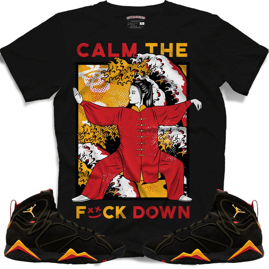 Calm The F*ck Down (Retro 7 Citrus) T-Shirt - Black
