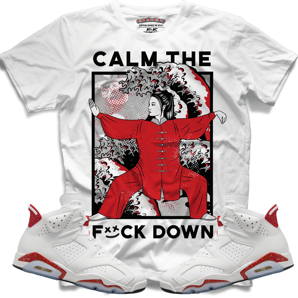 Calm The F##k Down (Retro 6 Red Oreo) T-Shirt