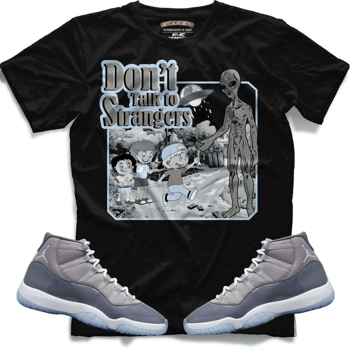 Don't Talk To Strangers (Retro 11 Cool Grey) T-shirt