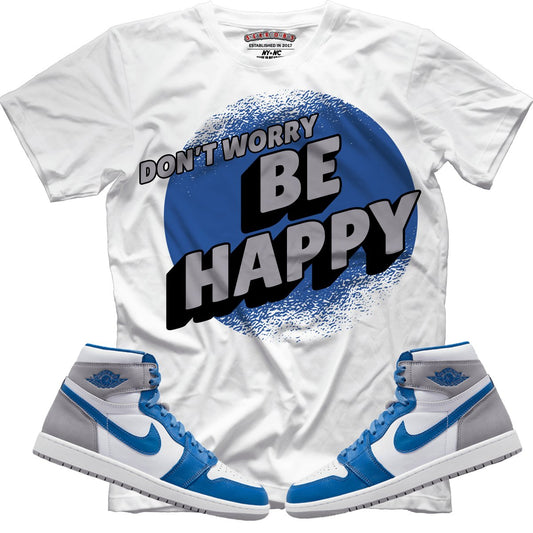 Don't Worry Be Happy (Retro 1 True Blue) T-Shirt