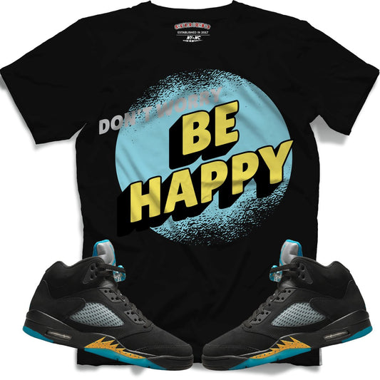 Don't Worry Be Happy (Retro 5 Aqua) T-Shirt