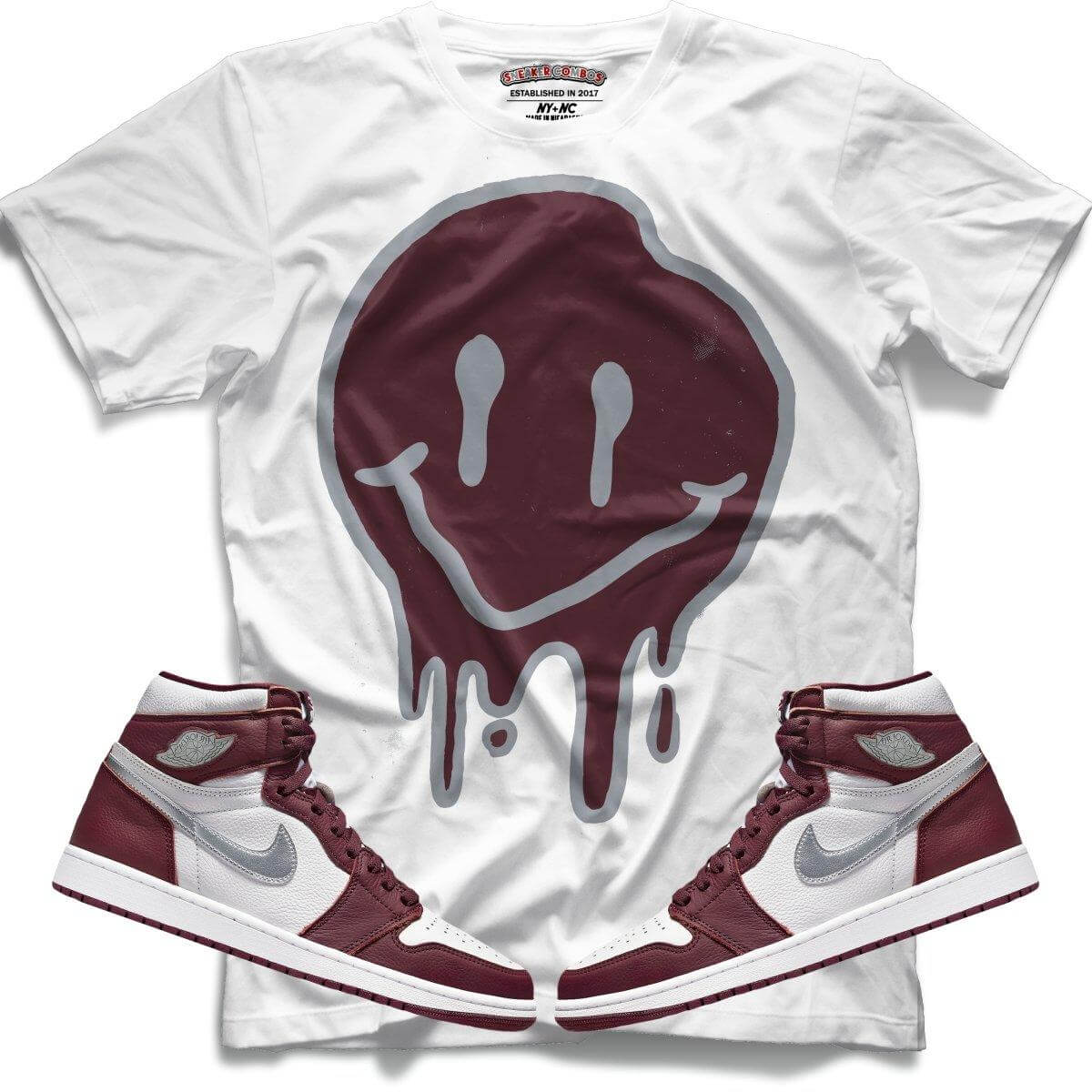 Drippy Smiley (Retro 1 Bordeaux) T-Shirt
