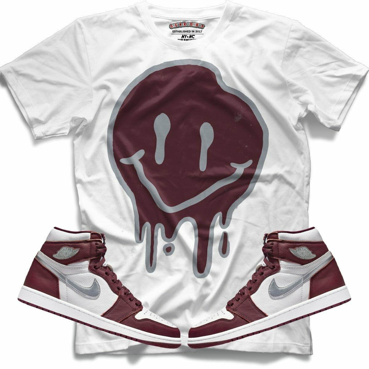 Drippy Smiley (Retro 1 Bordeaux) T-Shirt