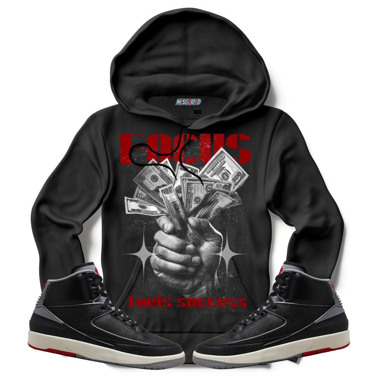 Focus Fuels Success (Air Jordan 2 Black Cement) Hoodie