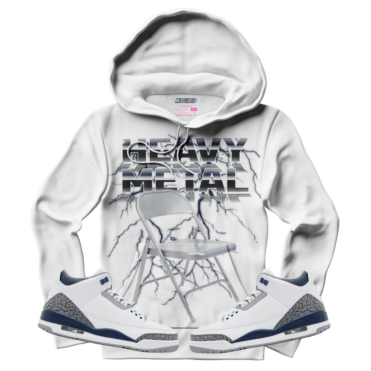 Heavy Metal (Air Jordan 3 White Navy) Hoodie