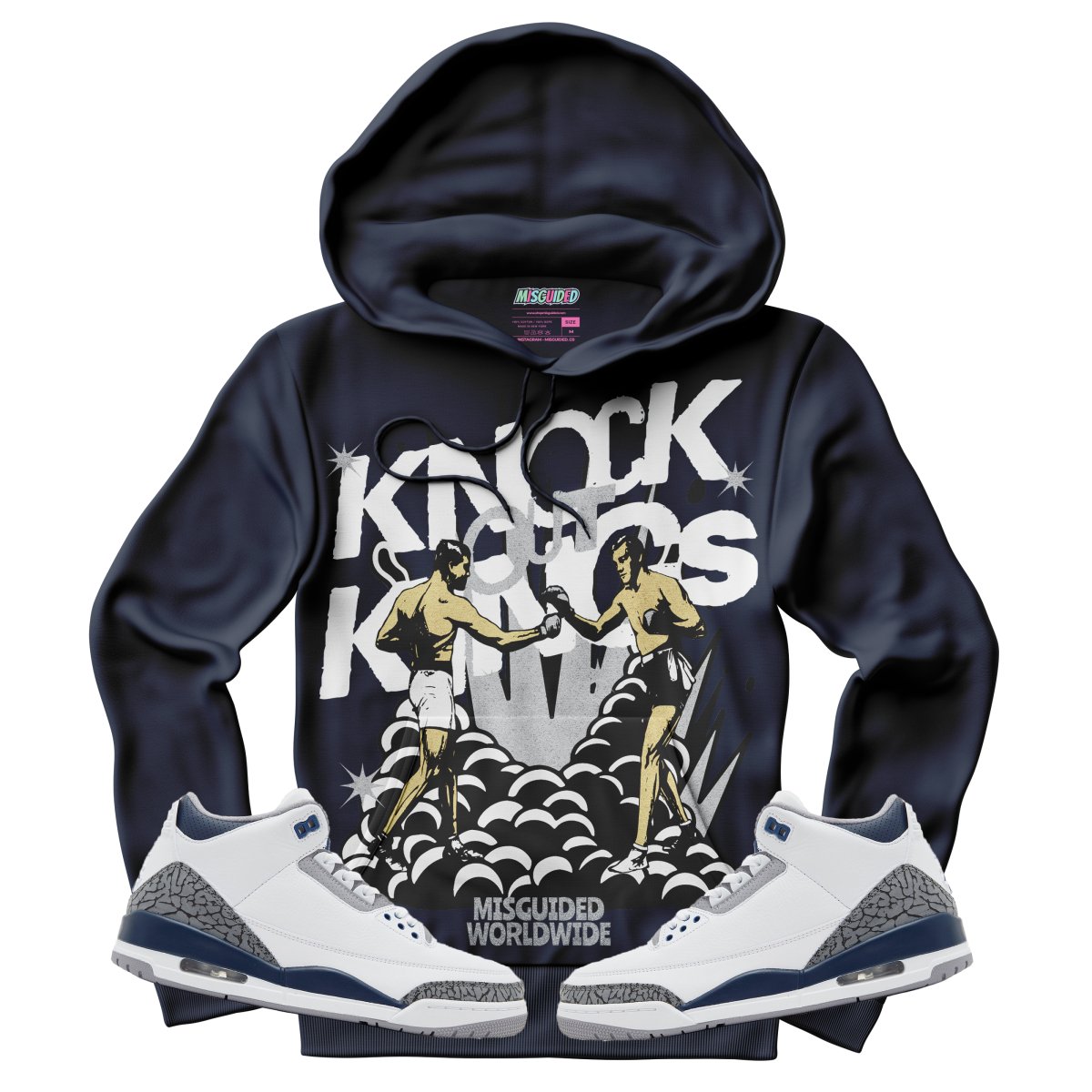 Knock Out Kings (Air Jordan 3 White Navy) Hoodie