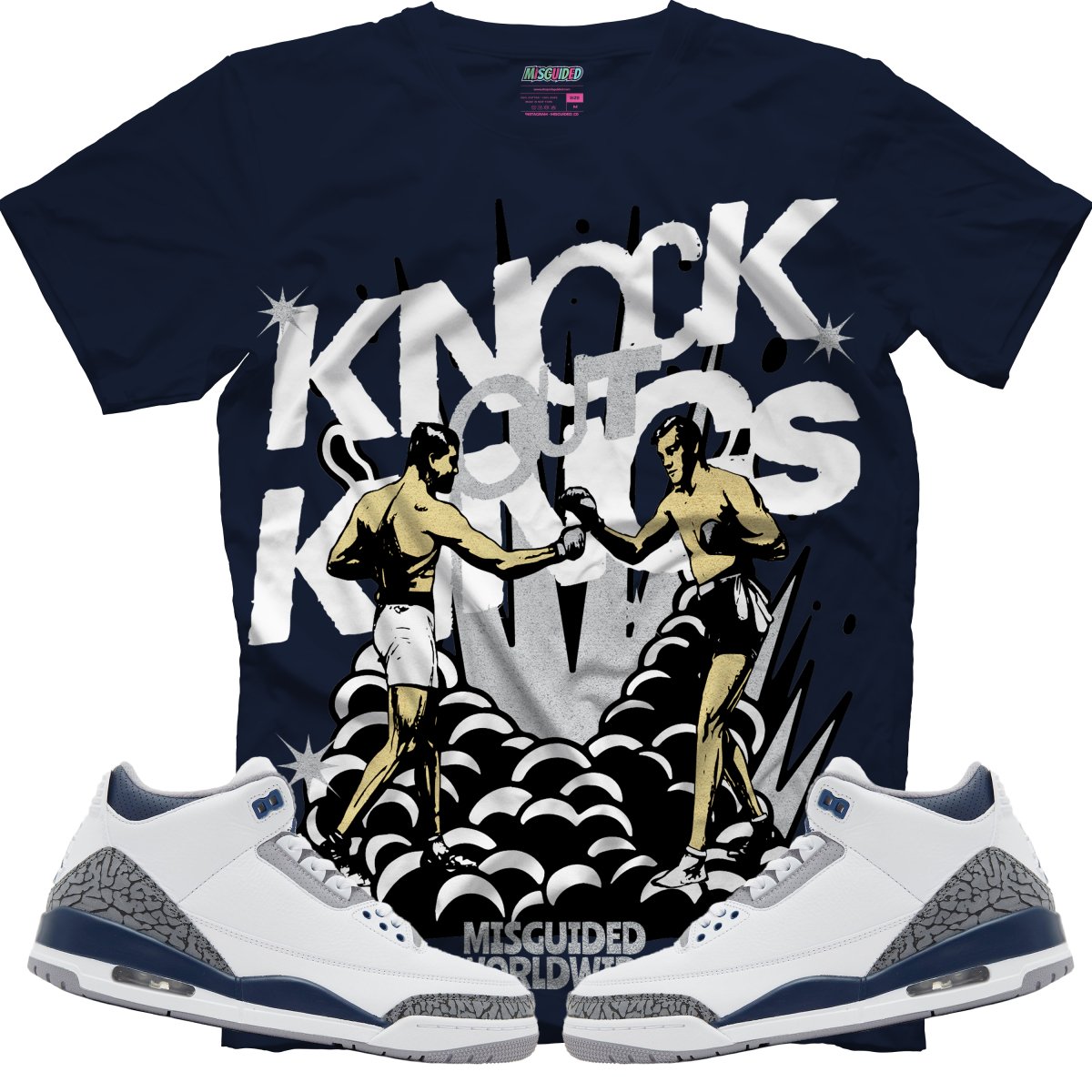 Knock Out Kings (Air Jordan 3 White Navy) T-Shirt