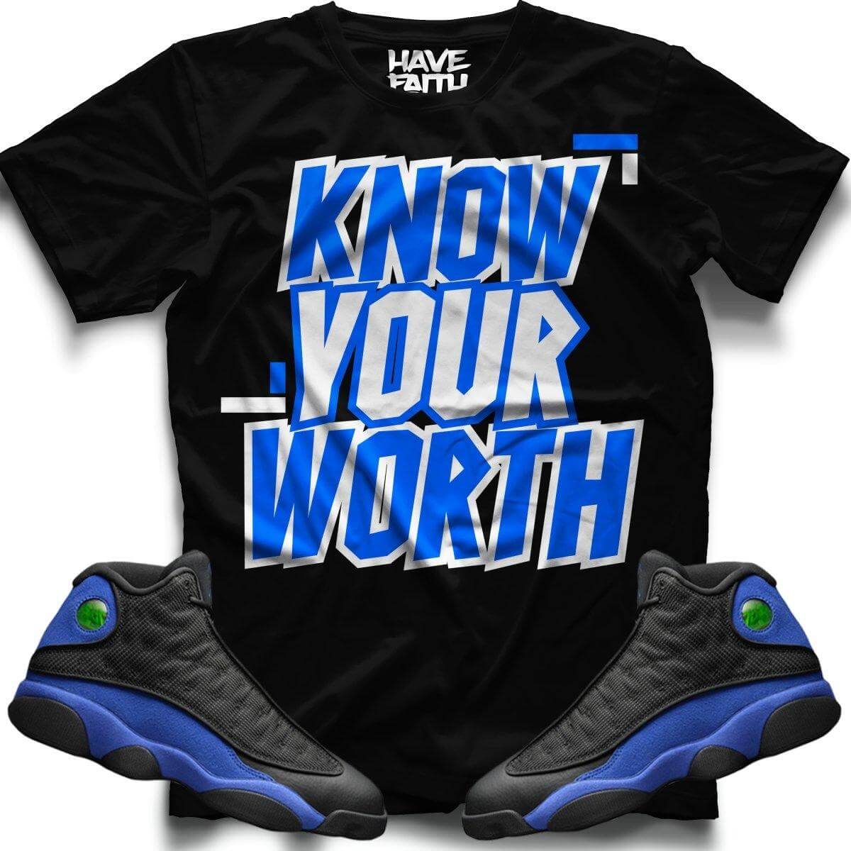 Know Your Worth (Black Hyper Royal Retro 13's) T-Shirt