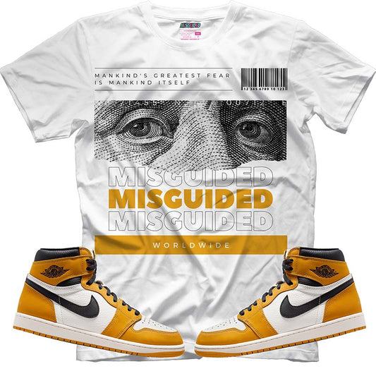 Misguided Benjamin (Air Jordan 1 Retro High OG 'Yellow Ochre') T-Shirt