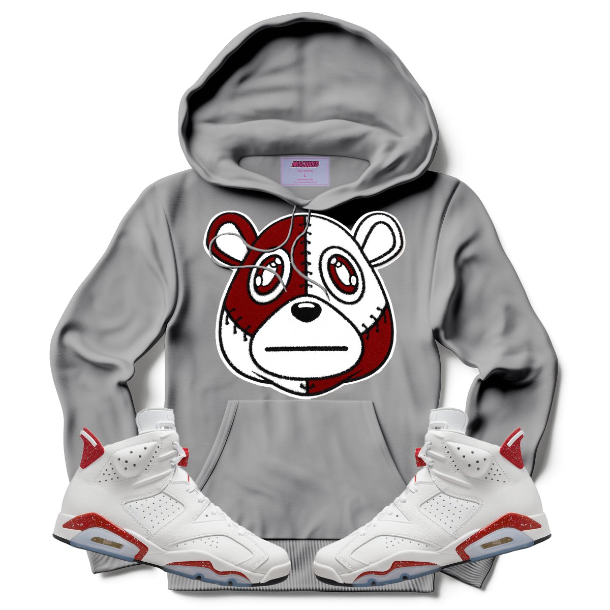 Misguided Chenille (Red Oreo 6's) Hoodie - Grey