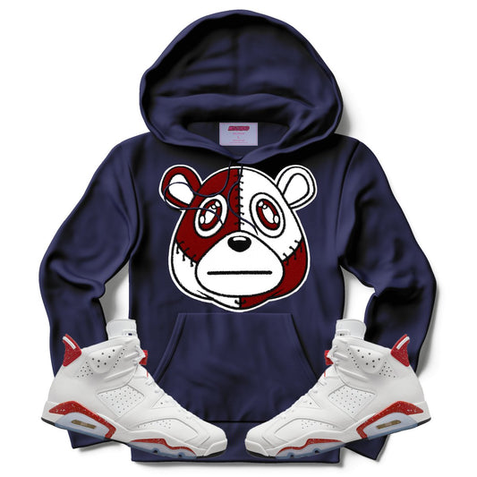 Misguided Chenille (Red Oreo 6's) Hoodie - Navy Blue