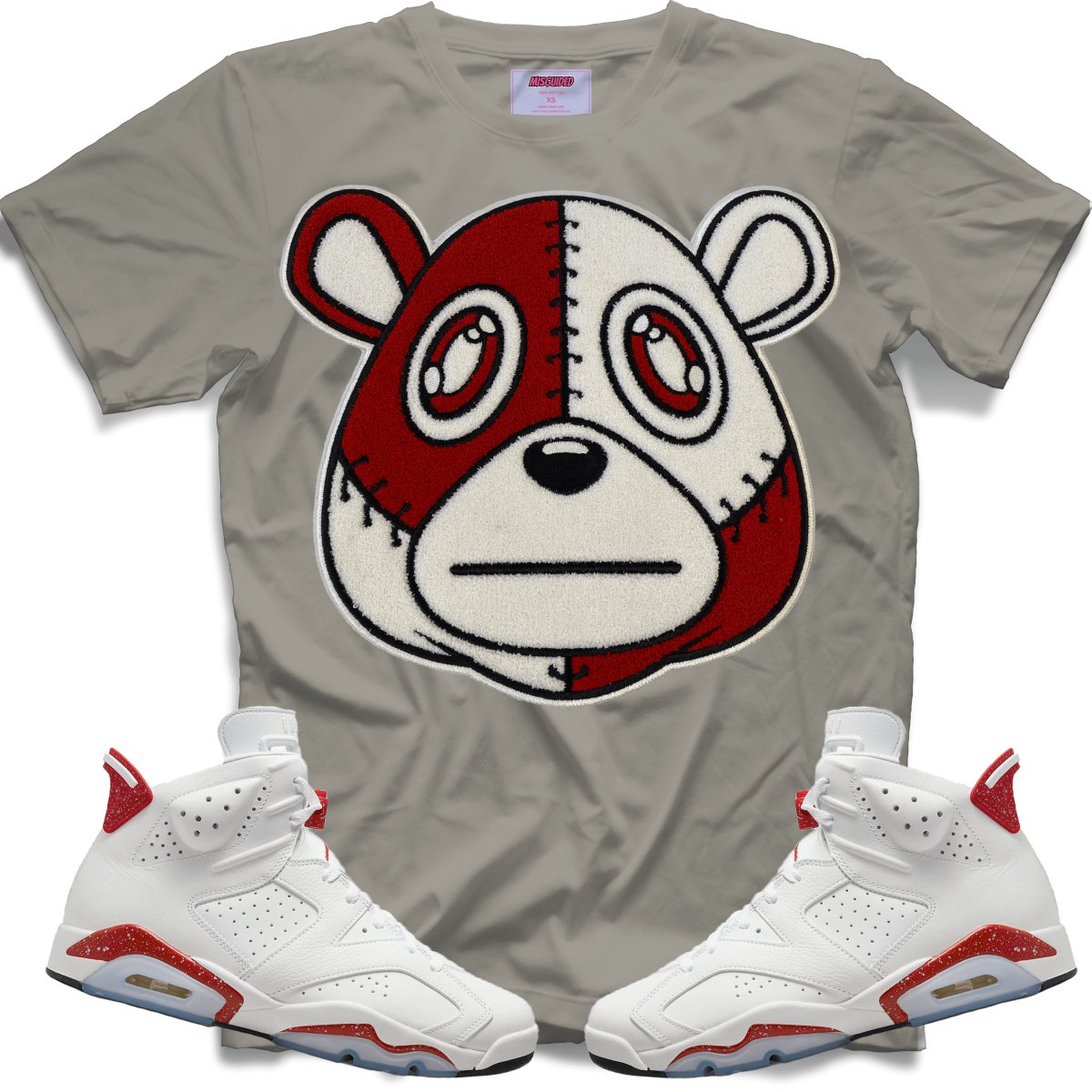 Misguided Chenille (Red Oreo 6's) T-Shirt -  Grey