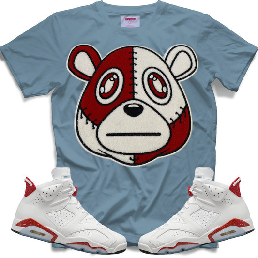 Misguided Chenille (Red Oreo 6's) T-Shirt -  Light Denim