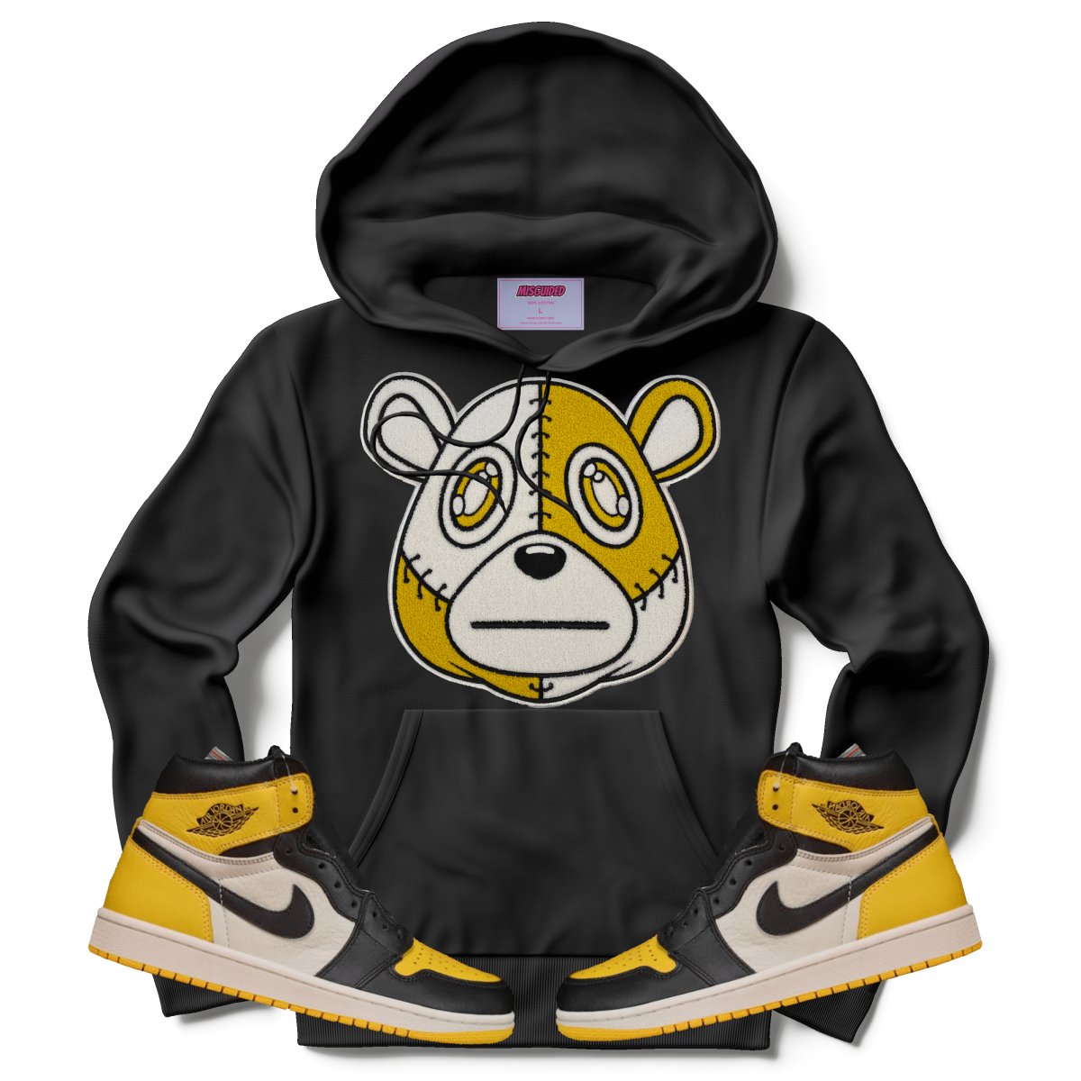 Misguided Chenille (Retro 1 Taxi) Hoodie - Black