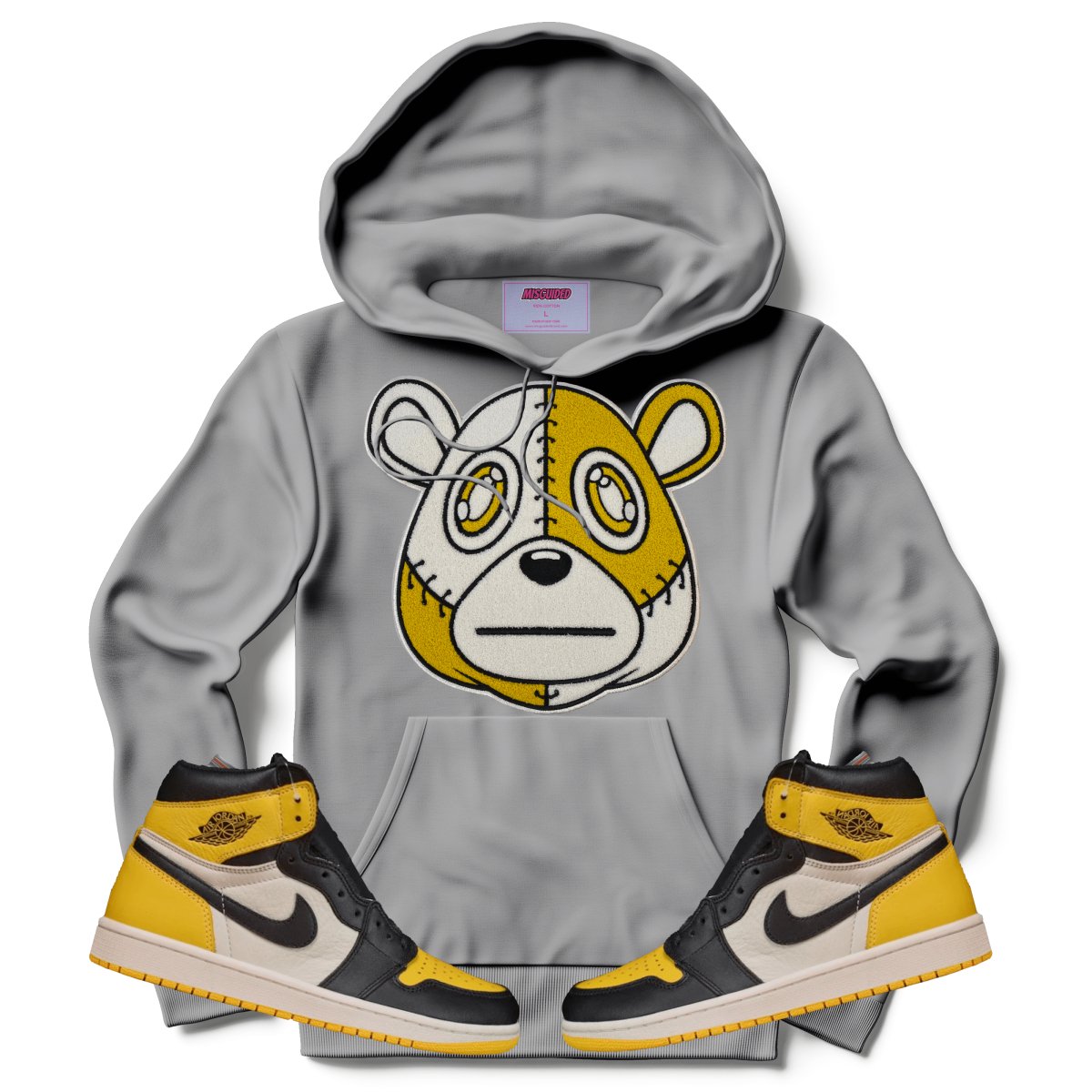 Misguided Chenille (Retro 1 Taxi) Hoodie - Grey