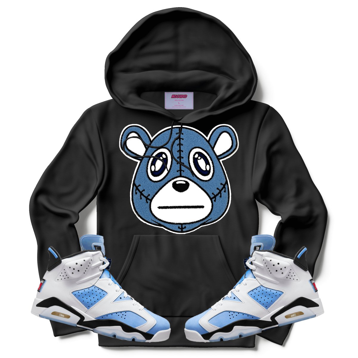Misguided Chenille (UNC 6's) Hoodie - Black