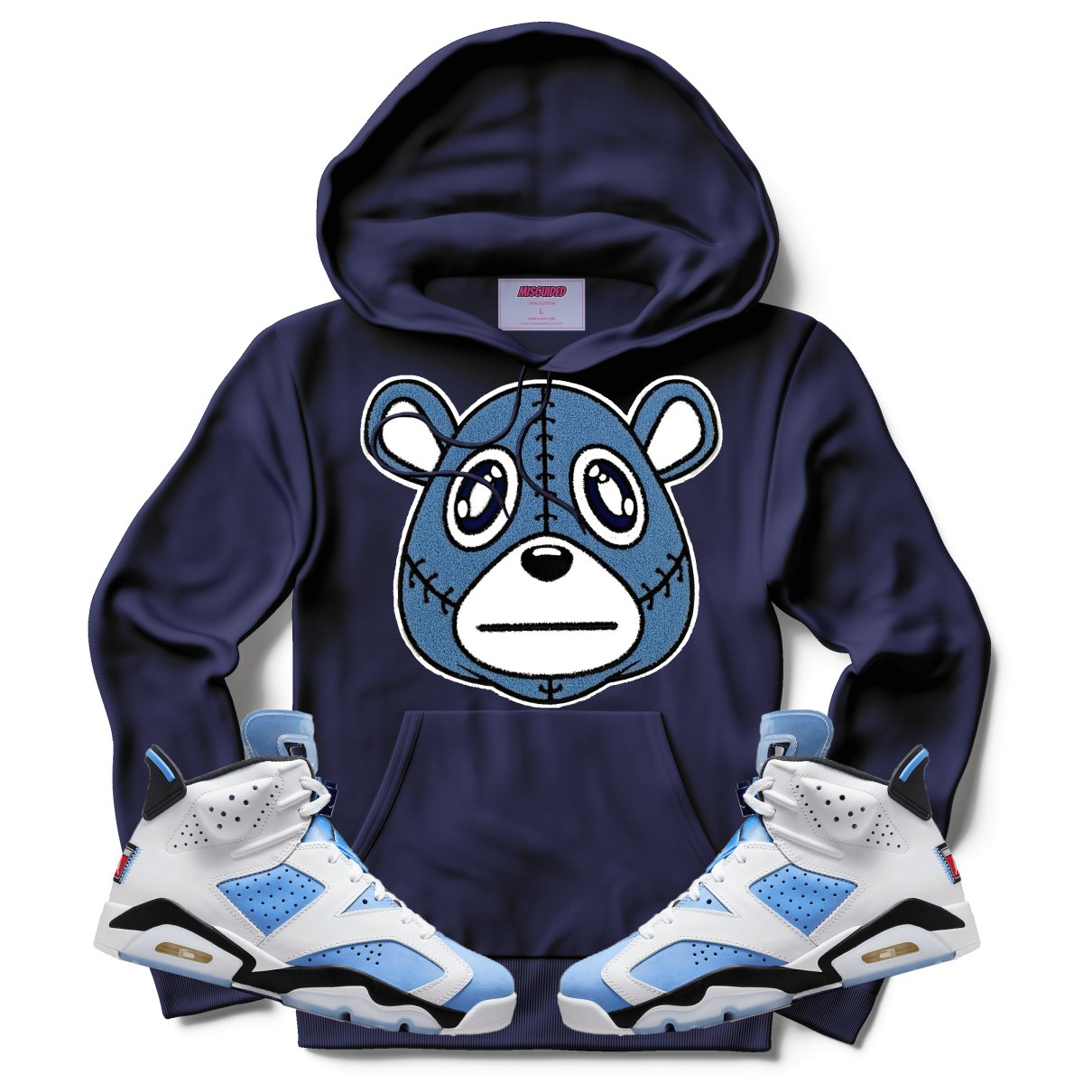 Misguided Chenille (UNC 6's) Hoodie - Navy Blue