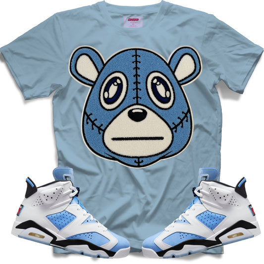 Misguided Chenille (UNC 6's) T-Shirt - Light Denim