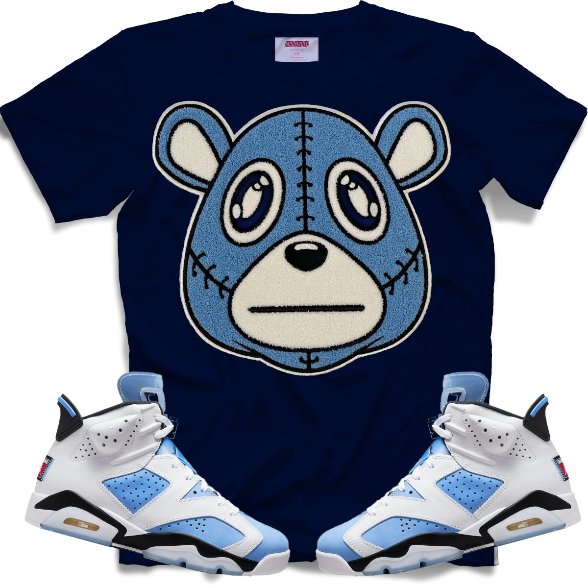 Misguided Chenille (UNC 6's) T-Shirt - Navy Blue